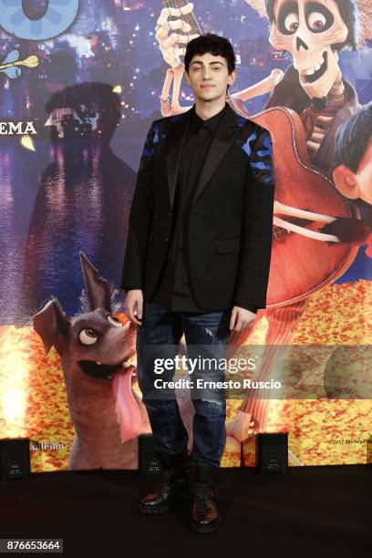 Michele Bravi attends 'Coco' photocall at Hotel De Russie on November 20, 2017 in Rome, Italy.