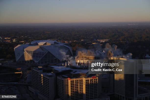 View of the Georgia Dome implosion on November 20, 2017 in Atlanta, Georgia.