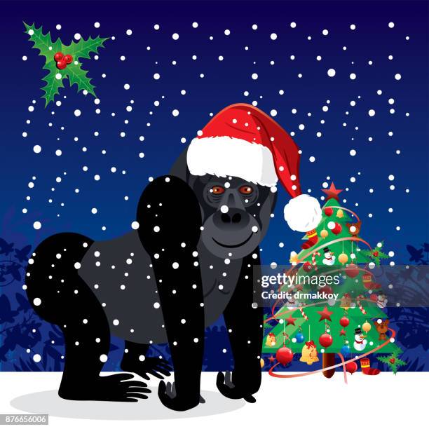 gorilla and winter - gorilla mascot vector stock illustrations