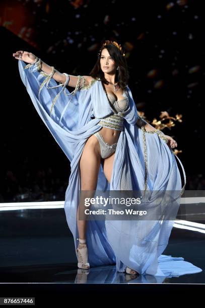 Bella Hadid walks the runway during the 2017 Victoria's Secret Fashion Show In Shanghai at Mercedes-Benz Arena on November 20, 2017 in Shanghai,...