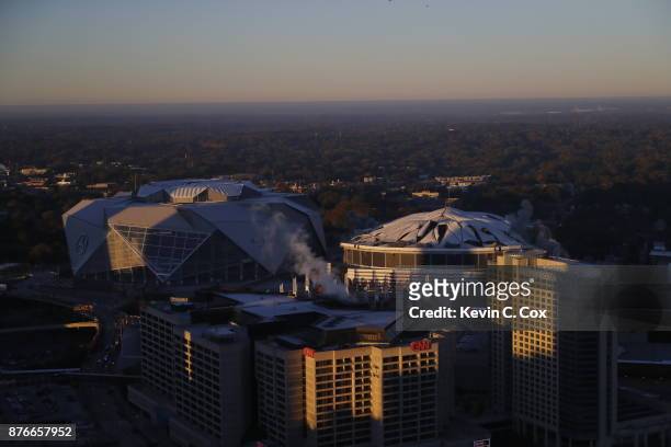 View of the Georgia Dome implosion on November 20, 2017 in Atlanta, Georgia.