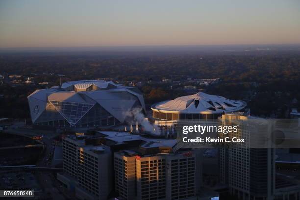 View of the Georgia Dome implosion on November 20, 2017 in Atlanta, Georgia.