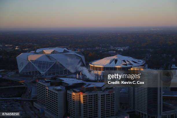 View of the Georgia Dome implosion on November 20, 2017 in Atlanta, Georgia.