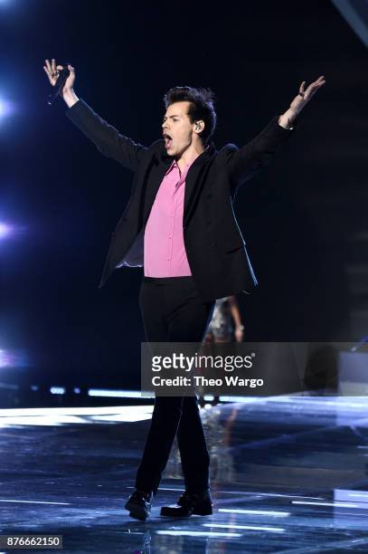 Harry Styles walks the runway during the 2017 Victoria's Secret Fashion Show In Shanghai at Mercedes-Benz Arena on November 20, 2017 in Shanghai,...