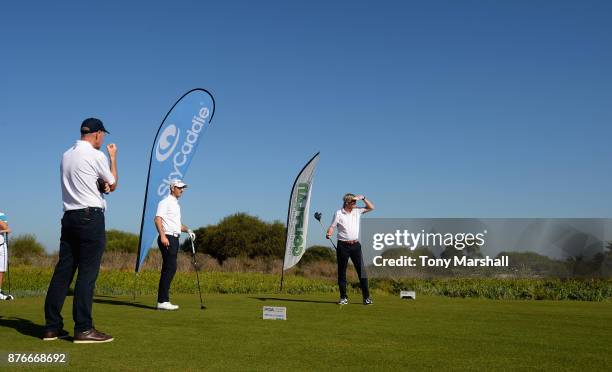 Paul Brindley, Captain of Moor Hall Golf Club plays his first shot on the 1st tee during the Practice Round of the SkyCaddie PGA Pro-Captain...