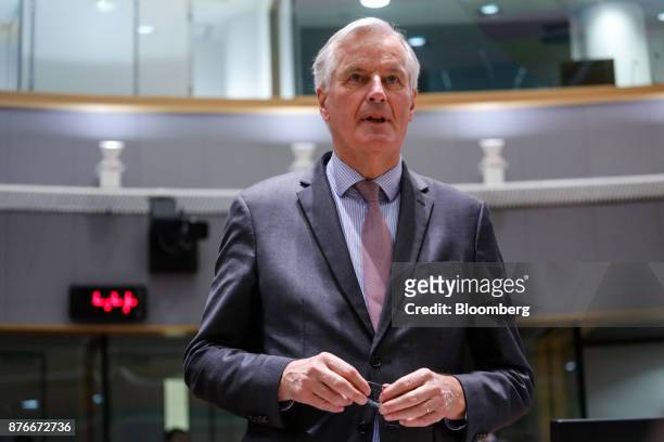 Michel Barnier, chief negotiator for the European Union , looks on ahead of a meeting with European Foreign Affairs ministers in Brussels, Belgium,...