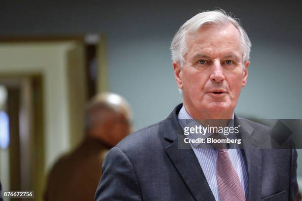 Michel Barnier, chief negotiator for the European Union , arrives for a meeting with European Foreign Affairs ministers in Brussels, Belgium, on...