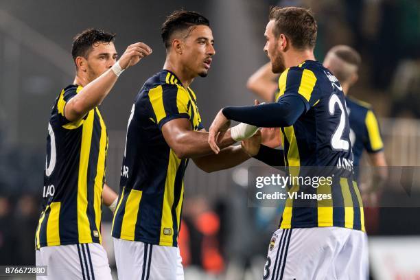 Giuliano Victor de Paula of Fenerbahce SK, Nabil Dirar of Fenerbahce SK, Vincent Janssen of Fenerbahce SK during the Turkish Spor Toto Super Lig...