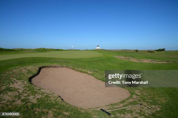 View of the 8th green during the Practice Round of the SkyCaddie PGA Pro-Captain Challenge Grand Final at Mazagan Beach resort on November 20, 2017...