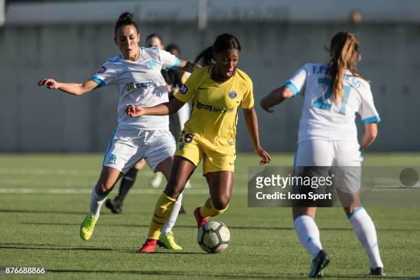 Grace Onema Geyoro of Paris during the women's Division 1 match between Marseille and Paris Saint Germain on November 18, 2017 in Marseille, France.