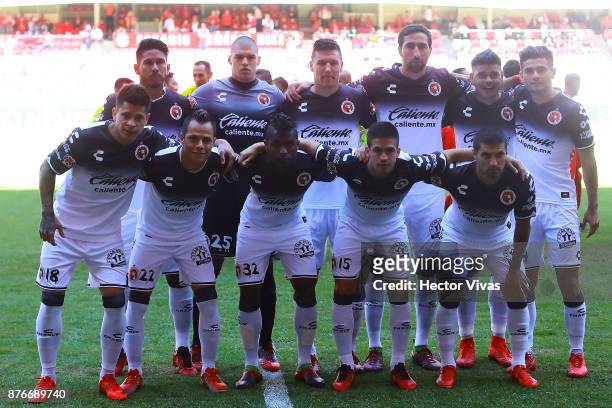 Players of Tijuana pose for a photo prior the 17th round match between Toluca and Tijuana as part of the Torneo Apertura 2017 Liga MX at Nemesio Diez...