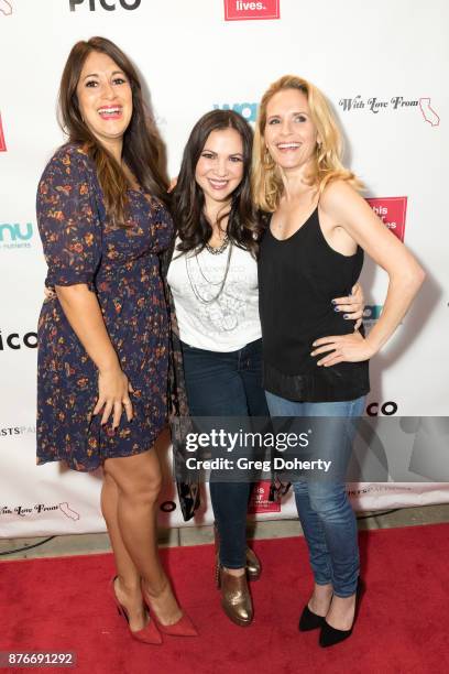 Angelique Cabral, Guest, and Sally Pressman attend With Love From Florida: A Night Of One Act Plays Benefiting Hurricane Relief Efforts Through Team...