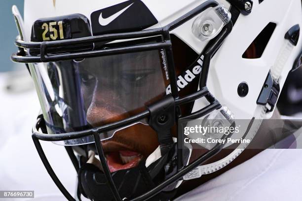 Marlon Williams of the UCF Knights focuses before the game at Lincoln Financial Field on November 18, 2017 in Philadelphia, Pennsylvania. UCF...