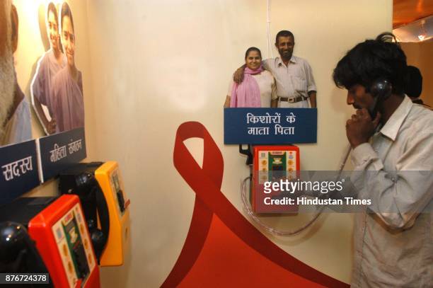 The Red Ribbon Express train leaves the platform at Safdarjung Railway Station in New Delhi, Saturday, Dec.1, 2007. The train will carry HIV...