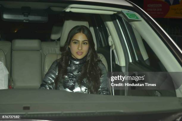 Bollywood actor Sara Ali Khan arrives at party thrown by Farha khan for English singer ED Sheeran at her residence Oberoi sky high, Andheri West on...