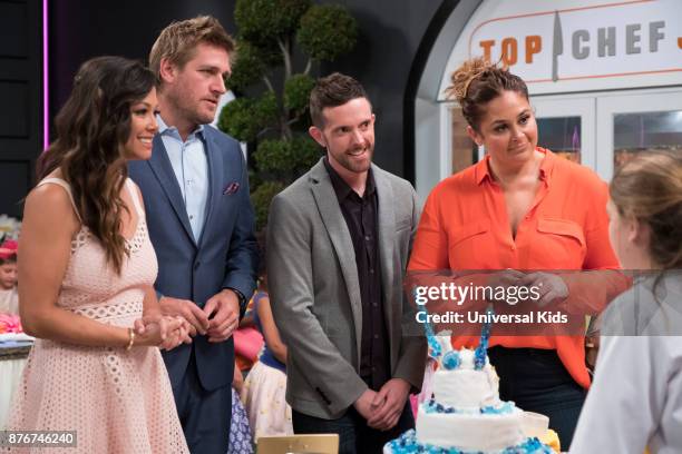 Episode 106 -- Pictured: Host Vanessa Lachey, Head Judge Curtis Stone, Guest Judges Joshua John Russell, Antonia Lofaso --