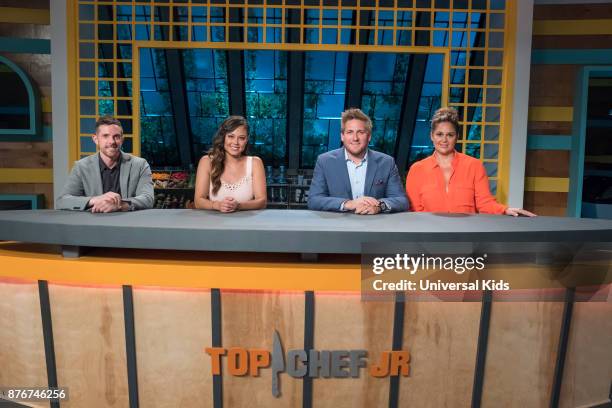 Episode 106 -- Pictured: Guest Chef Joshua John Russell, Host Vanessa Lachey, Head Judge Curtis Stone, Guest Judge Antonia Lofaso --