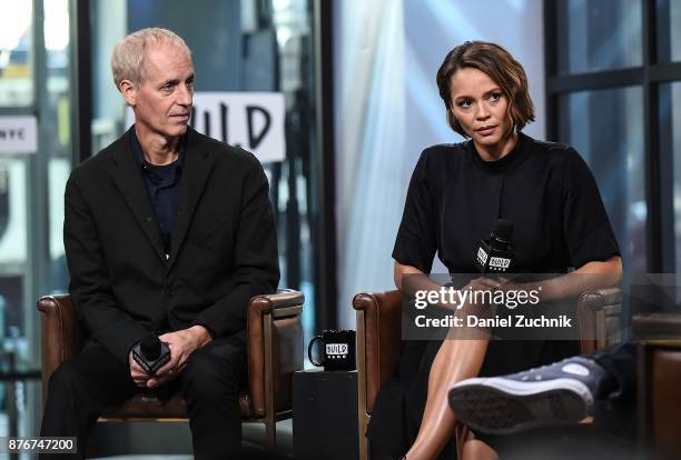 Dan Gilroy and Carmen Ejogo attend the Build Series to discuss the new film 'Roman J. Israel, Esq.' at Build Studio on November 20, 2017 in New York...