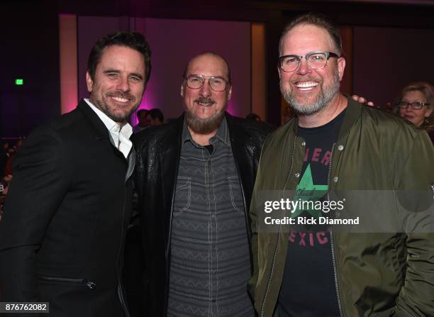 Charles "Chip" Esten, Steve Cropper and Bart Millard attend the second annual 'An Evening Of Scott Hamilton & Friends' hosted by Scott Hamilton to...