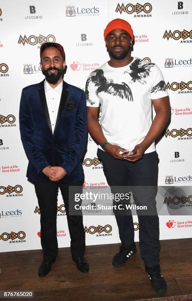 Ra'ed Khan and Frederick Otote attend the Pre-MOBO Awards Show at Boisdale of Canary Wharf on November 20, 2017 in London, England.