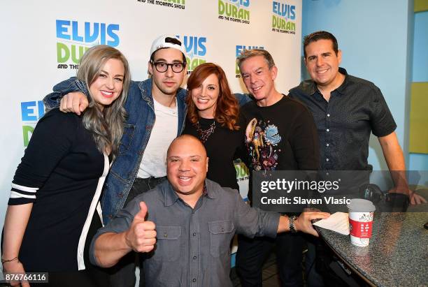 Bethany Watson, Jack Antonoff, Greg T, Danielle Monaro, Elvis Duran and Skeery Jones pose for a photo at "The Elvis Duran Z100 Morning Show" at Z100...