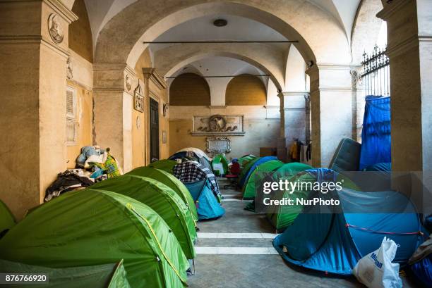 Amp; Democratic Party's president Matteo Orfini visits displaced families at the Church of the Twelve Holy Apostles, Rome, Italy, on November 20,...