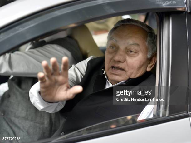 Congress Leader Janardan Dwivedi, leaves after attending the Congress Working Committee meeting on the issue of New Party President, on November 20,...