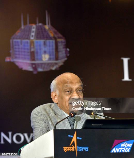 Kiran Kumar, Secy. Department of Space, Chairman - ISRO and Space Commission addressing the gathering during the International Seminar on 'Indian...