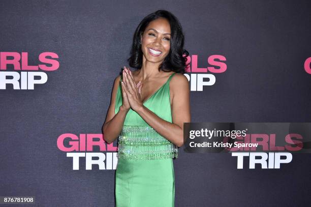 Jada Pinkett Smith attends the Girls Trip Paris Premiere at UGC Cine Cite Bercy on November 20, 2017 in Paris, France.