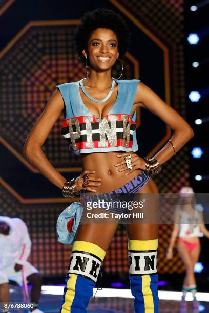 Alecia Morais walks the runway during the 2017 Victoria's Secret Fashion Show at Mercedes-Benz Arena on November 20, 2017 in Shanghai, China.
