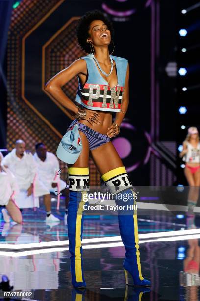 Alecia Morais walks the runway during the 2017 Victoria's Secret Fashion Show at Mercedes-Benz Arena on November 20, 2017 in Shanghai, China.