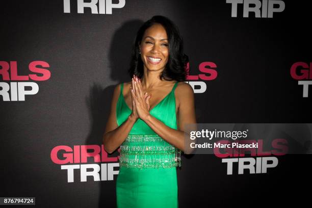 Actress Jada Pinkett Smith attends the 'Girls Trip' Premiere at UGC Cine Cite Bercy on November 20, 2017 in Paris, France.