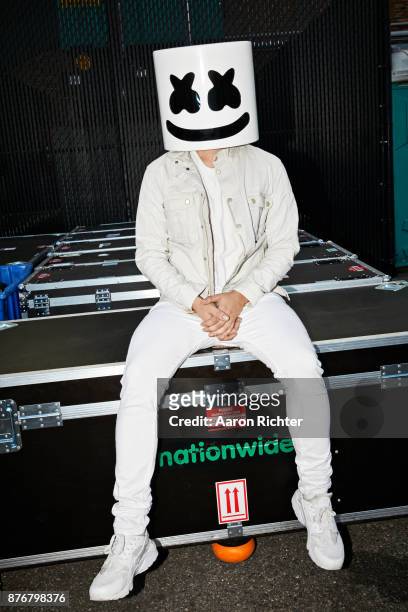 Music producer Marshmello is photographed for Billboard Magazine on August 20, 2017 at the Billboard Hot 100 Music Festival at Northwell Heath at...