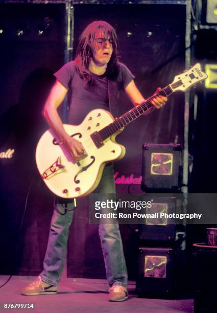 Malcolm Young of AC/DC performing at Buffalo Memorial Auditorium, September 27, 1978