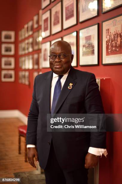 Portrait of the President of Ghana, Nana Akufo-Addo, poses for a photo before addressing The Cambridge Union on November 20, 2017 in Cambridge,...
