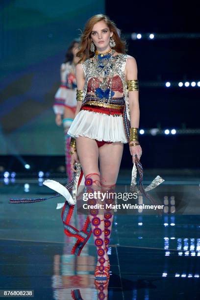 Model Alexina Graham walks the runway during the 2017 Victoria's Secret Fashion Show In Shanghai at Mercedes-Benz Arena on November 20, 2017 in...
