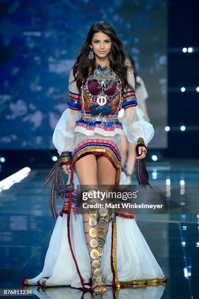 Model Bruna Lirio walks the runway during the 2017 Victoria's Secret Fashion Show In Shanghai at Mercedes-Benz Arena on November 20, 2017 in...