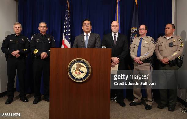 First Assistant United States Attorney Alex Tse speaks during a news conference on November 20, 2017 in San Francisco, California. The United States...