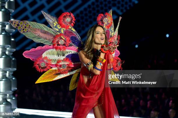 Model Alessandra Ambrosio walks the runway during the 2017 Victoria's Secret Fashion Show In Shanghai at Mercedes-Benz Arena on November 20, 2017 in...