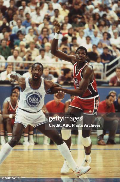 Los Angeles, CA Patrick Ewing, Dan Roundfield, Men's Basketball team playing at 1984 Olympics at the Los Angeles Memorial Coliseum.