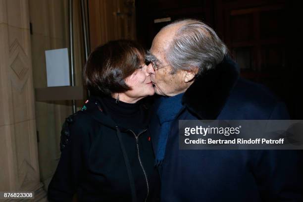 Michel Legrand and his wife Macha Meril attend the Tribute to Jean-Claude Brialy for the 10th anniversary of his death. Held at Centre National du...