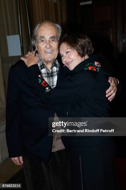 Michel Legrand and his wife Macha Meril attend the Tribute to Jean-Claude Brialy for the 10th anniversary of his death. Held at Centre National du...