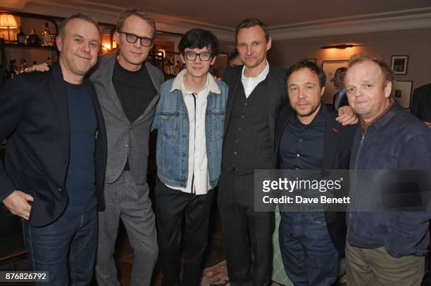 Saul Dibb, Paul Bettany, Asa Butterfield, Zygi Kamasa, Stephen Graham and Toby Jones attend a private dinner celebrating the special screening of...