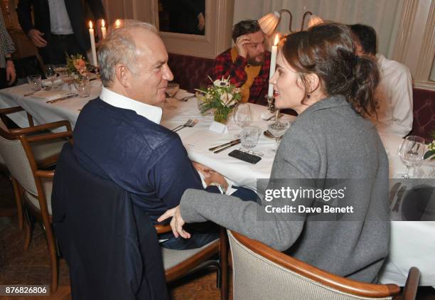 Charles Finch and Sheherazade Goldsmith attend a private dinner celebrating the special screening of "Journey's End" at Kettner's Townhouse on...