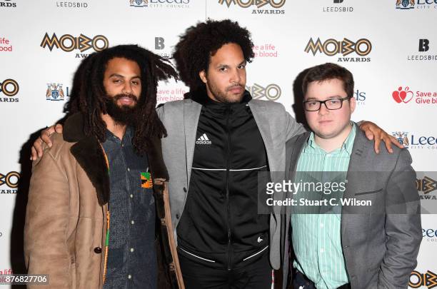 Tony Tixier and members of his band attend the Pre-MOBO Awards Show at Boisdale of Canary Wharf on November 20, 2017 in London, England.