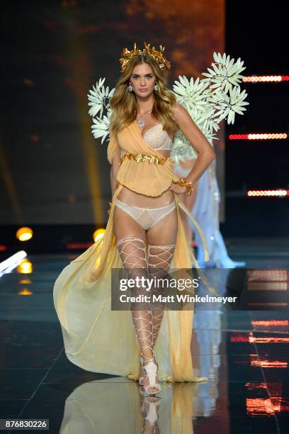 Model Megan Williams walks the runway during the 2017 Victoria's Secret Fashion Show In Shanghai at Mercedes-Benz Arena on November 20, 2017 in...