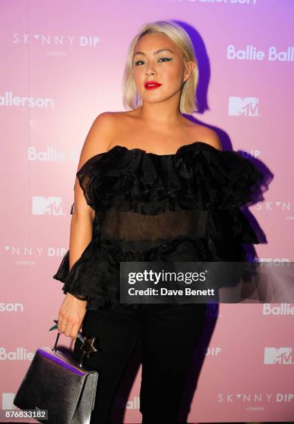 Soki Mac attends the launch of the Skinnydip x MTV collection at Ballie Ballerson on November 20, 2017 in London, England.