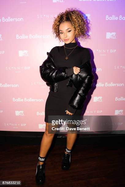 Ella Eyre attends the launch of the Skinnydip x MTV collection at Ballie Ballerson on November 20, 2017 in London, England.