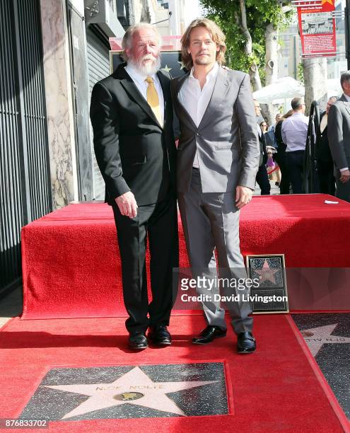 Actor Nick Nolte and son Brawley Nolte attend Nick Nolte being honored with a Star on the Hollywood Walk of Fame on November 20, 2017 in Hollywood,...