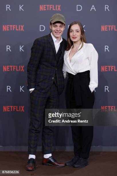 Bela Gabor Lenz and Nellie Thalbach attend the premiere of the first German Netflix series 'Dark' at Zoo Palast on November 20, 2017 in Berlin,...
